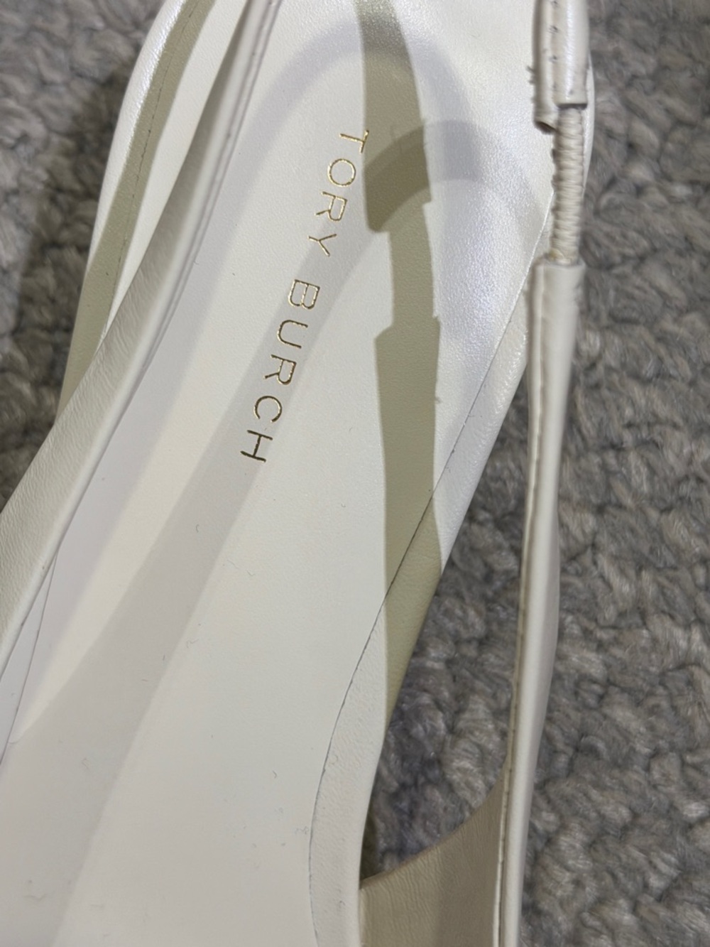 Tory Burch Cream Pointed Slingback Mule with Gold Logo - Picture 5 of 5